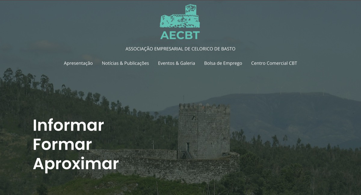 Página inicial do website AECBT