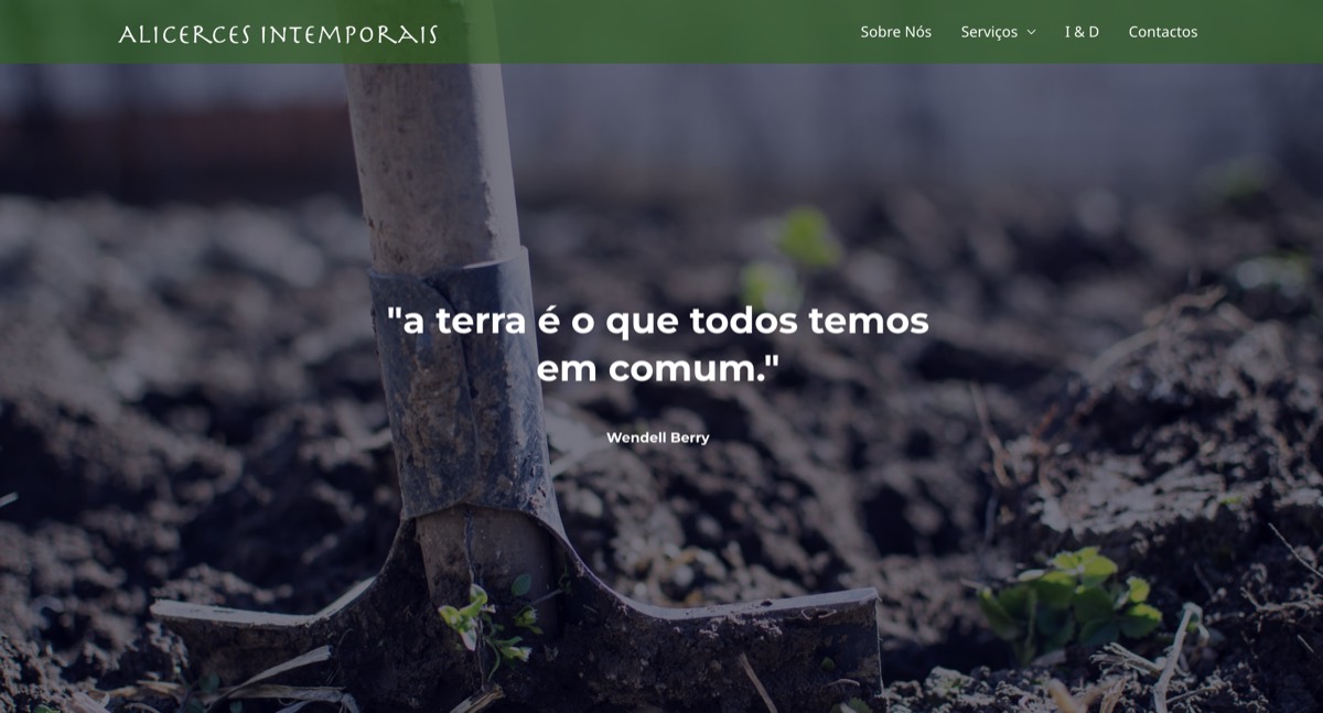 Página inicial do website Alicerces Intemporais