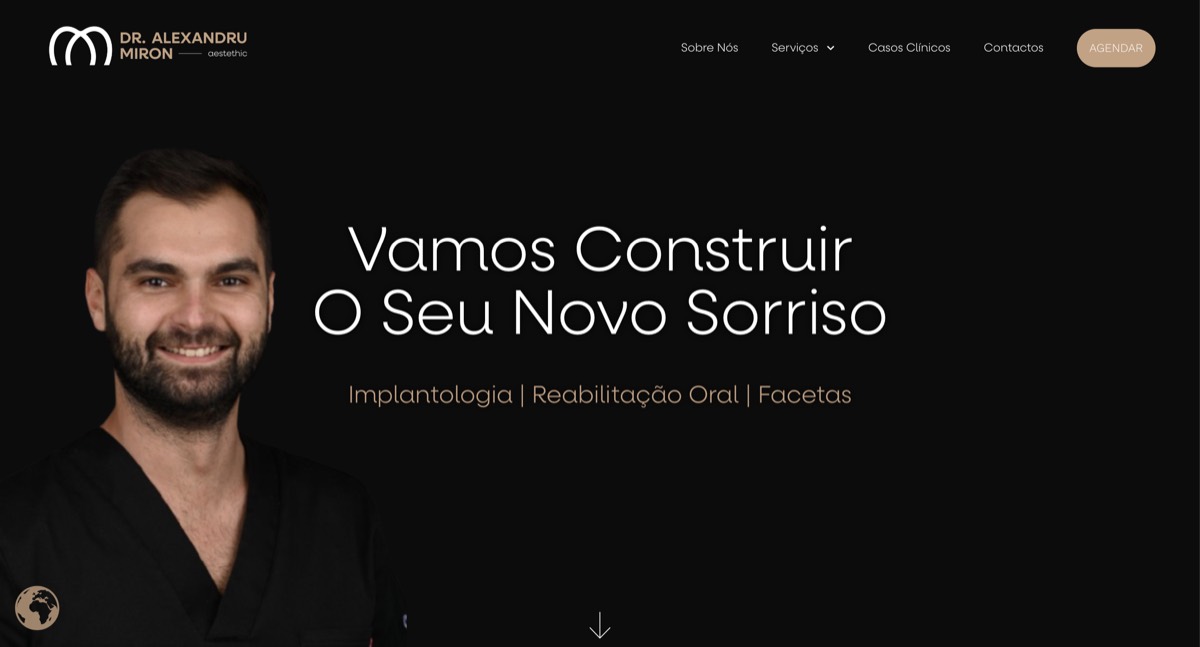 Página inicial do website Dr Miron