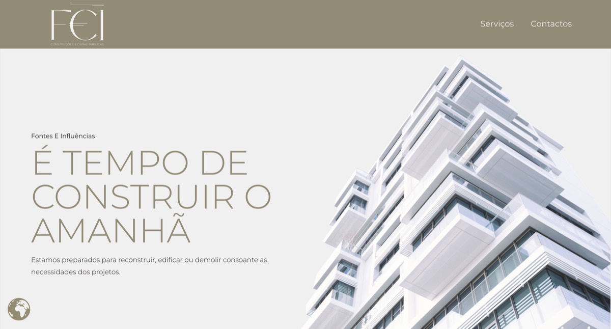 Página inicial do website Fontes e Influências